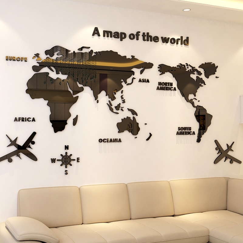Room Decor World Map 3D Stickers
