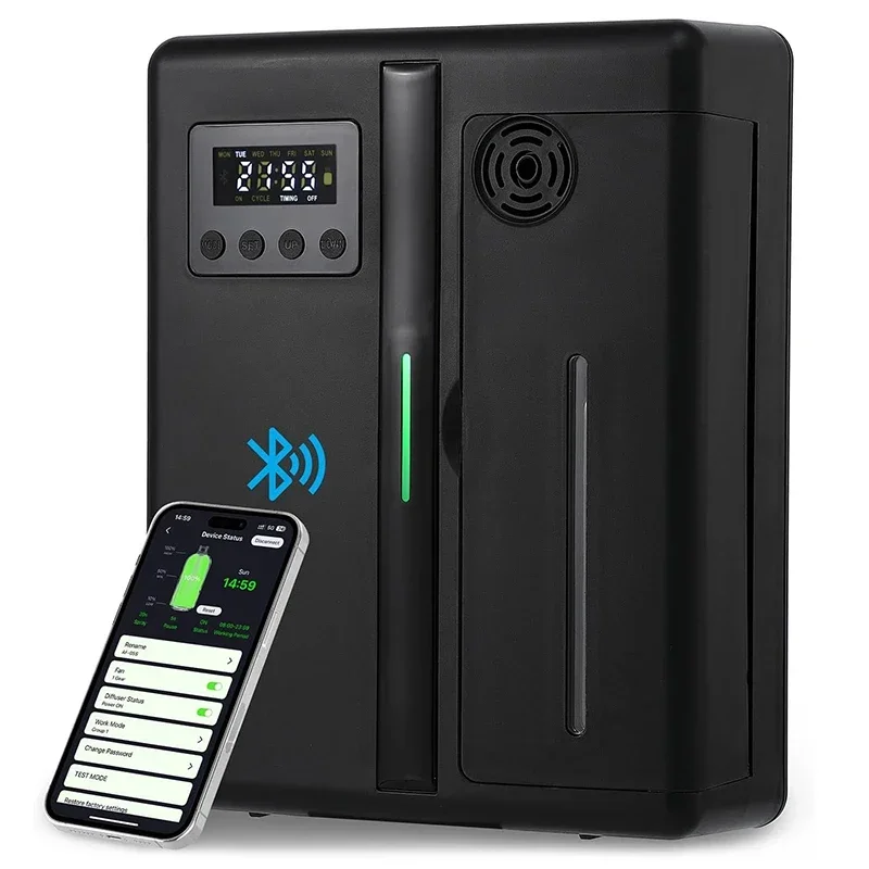 Room Fragrance Diffuser Wall Mounted Hotel Air Freshener Bluetooth Essential Oils Diffuser Built-in Fan Electric Smell