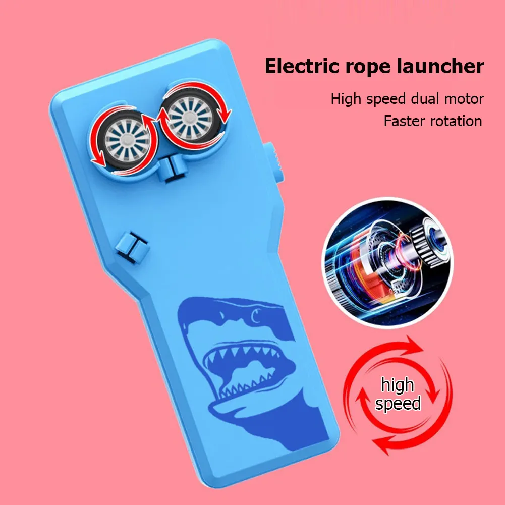 Rope Launcher Propeller With Rope String Controller Handheld Shooter Thruster Electric Toys For Children Rope Launcher Propeller With Rope String Controller Handheld Shooter Thruster Electric Toys For Children