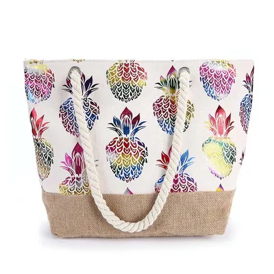 Rope Strap Canvas Beach Tote