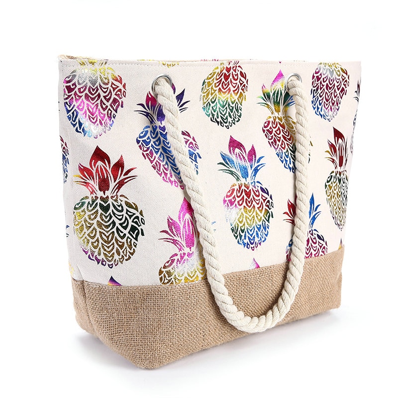 Rope Strap Canvas Beach Tote