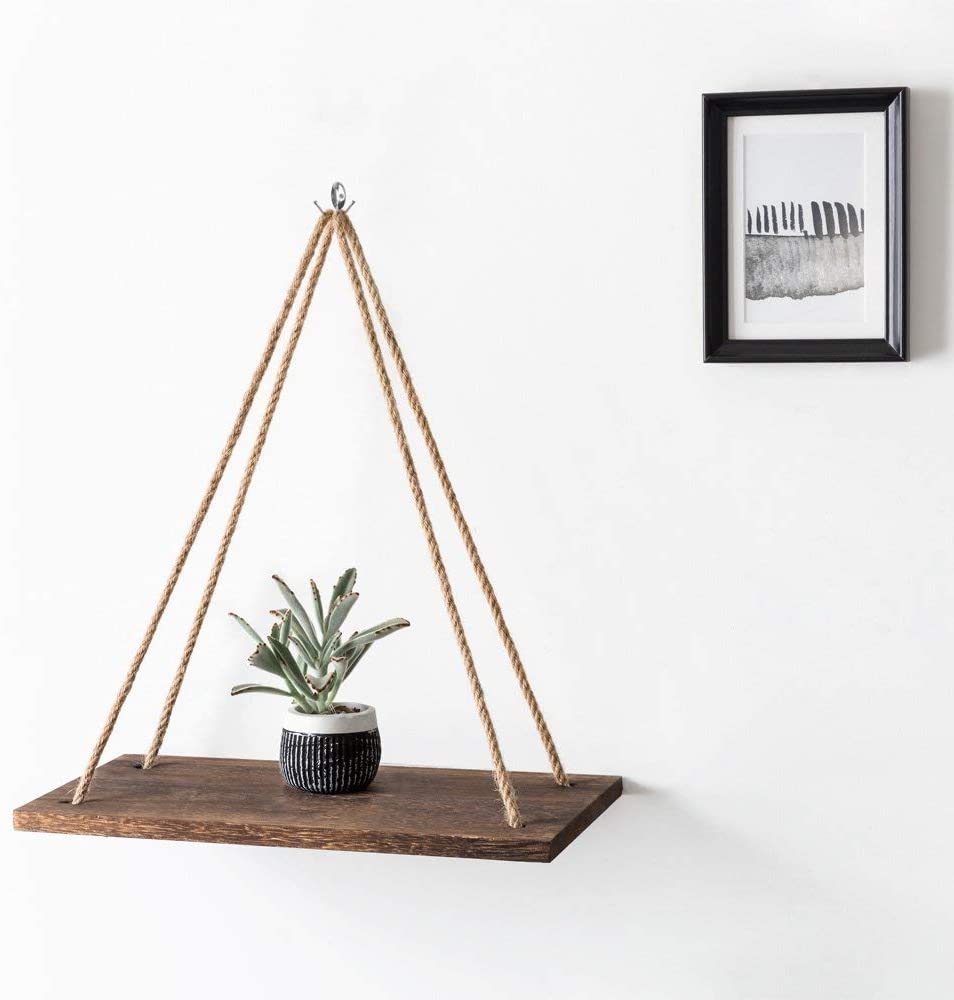 Rope Wall Shelf Wood Hanging Decor Rope Wall Shelf Wood Hanging Decor