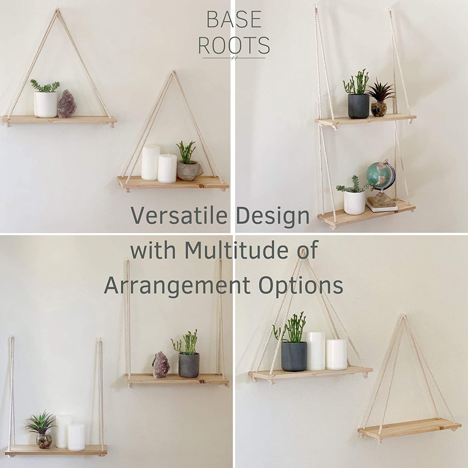Rope Wall Shelf Wood Hanging Decor Rope Wall Shelf Wood Hanging Decor