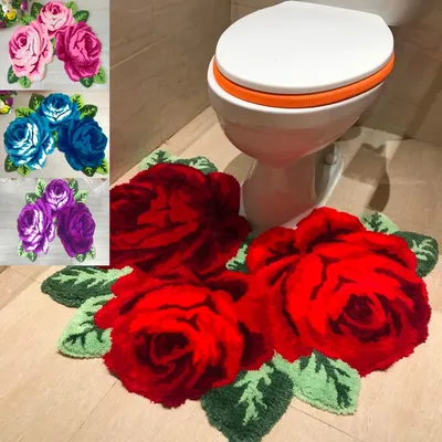 Rose Design Bathroom Toilet Rug Rose Design Bathroom Toilet Rug