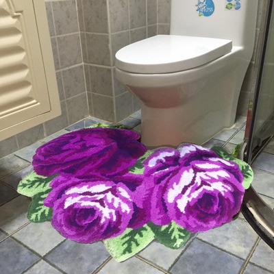 Rose Design Bathroom Toilet Rug Rose Design Bathroom Toilet Rug