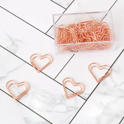 Rose Gold Heart Paper Clips (30 Pcs)
