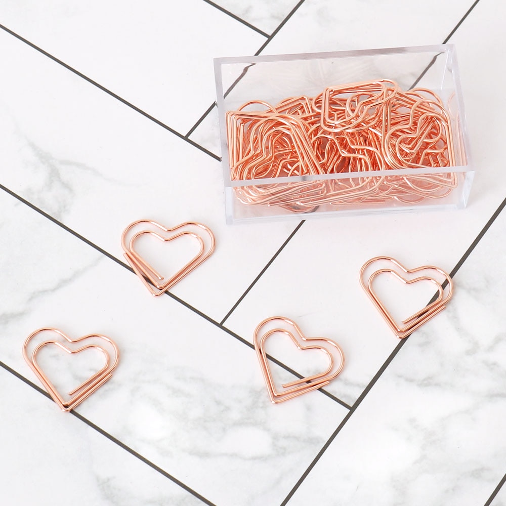 Rose Gold Heart Paper Clips (30 Pcs)
