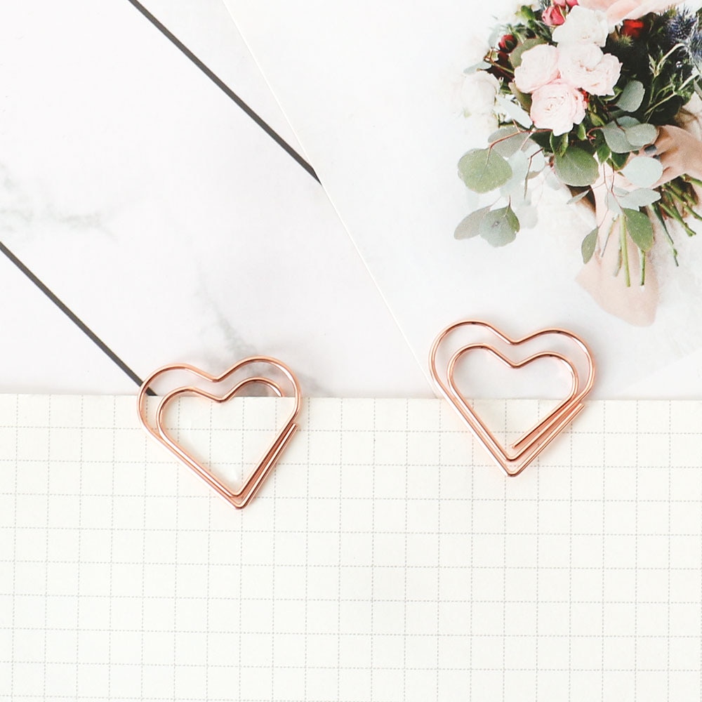 Rose Gold Heart Paper Clips (30 Pcs)