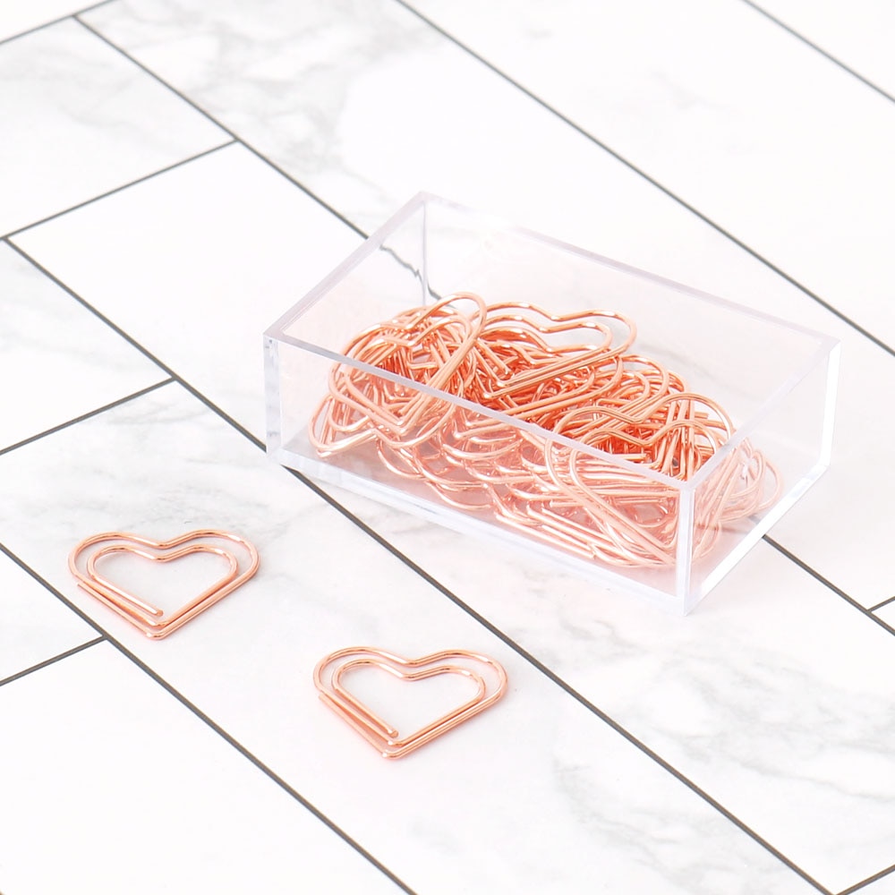Rose Gold Heart Paper Clips (30 Pcs)