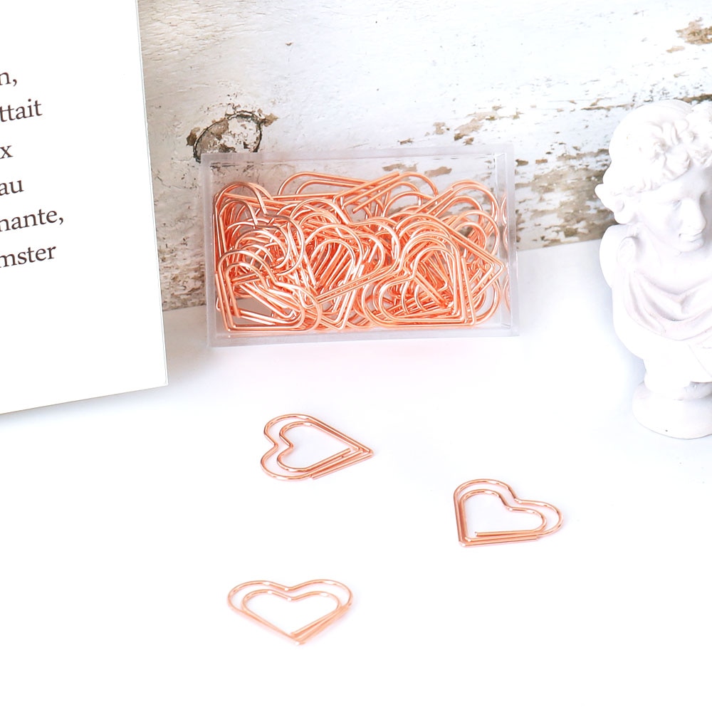 Rose Gold Heart Paper Clips (30 Pcs)