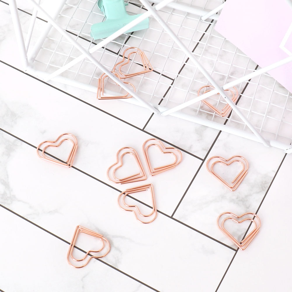 Rose Gold Heart Paper Clips (30 Pcs)
