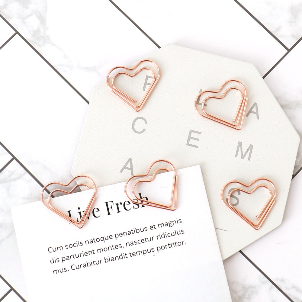 Rose Gold Heart Paper Clips (30 Pcs)