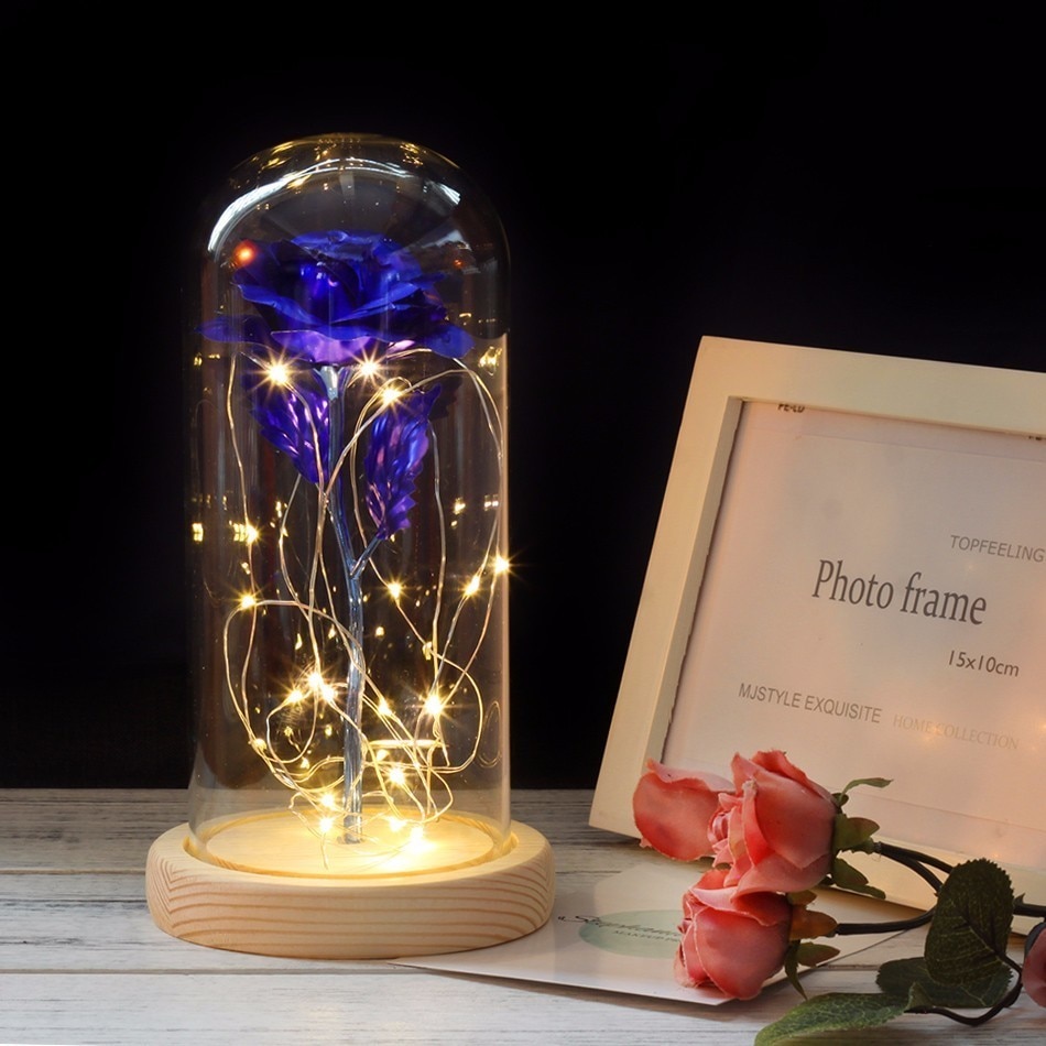 Rose in Glass Dome with Lights Rose in Glass Dome with Lights