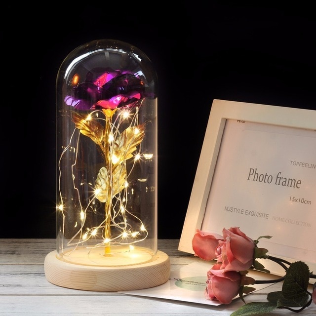 Rose in Glass Dome with Lights Rose in Glass Dome with Lights