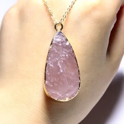 Rose Quartz Necklace Crystal Pendant Rose Quartz Necklace Crystal Pendant