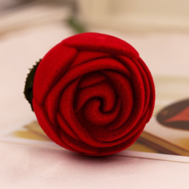 Rose Ring Box Red Velvet Jewelry Holder Rose Ring Box Red Velvet Jewelry Holder