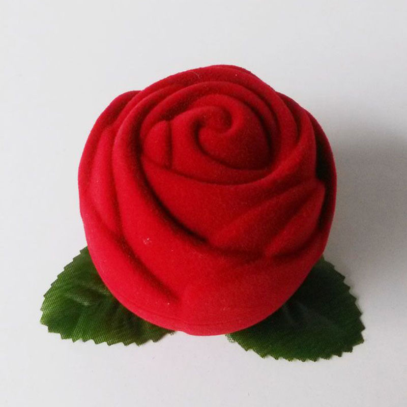 Rose Ring Box Red Velvet Jewelry Holder Rose Ring Box Red Velvet Jewelry Holder