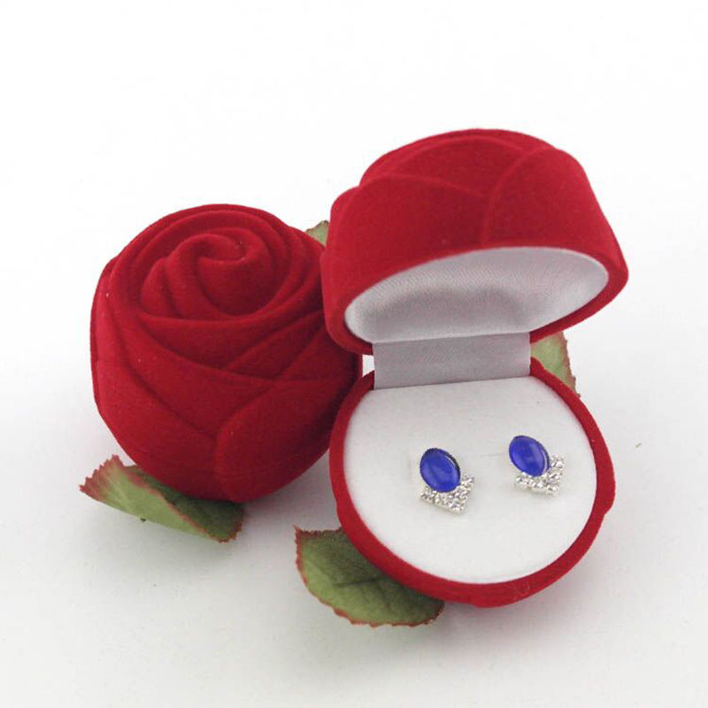 Rose Ring Box Red Velvet Jewelry Holder Rose Ring Box Red Velvet Jewelry Holder