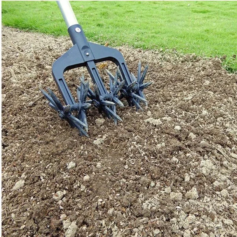 Rotary Cultivator Garden Lawn Ripper Adjustable Gardening Rotary Tiller and Hand-Held Garden Cultivator Tool Soil