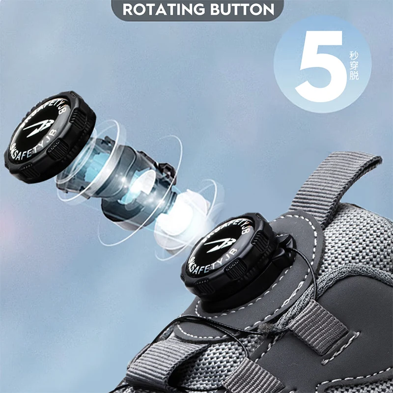 Rotating Button Safety Shoes Men Anti-smash Anti-puncture Work Shoes Fashion Men Safety Sport Shoes Security Protective