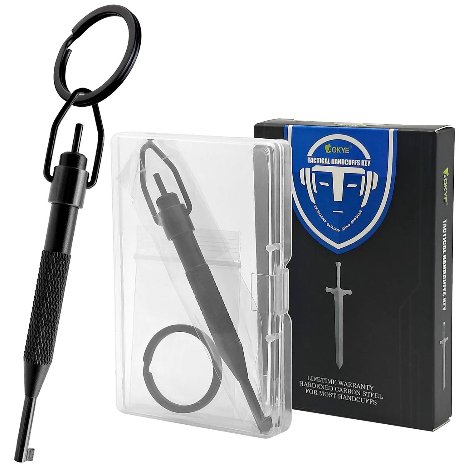 Rotating Handcuff Key, High Carbon Steel + Aluminum Alloy, with Key Ring, Police Handcuff Key for All Standard Series Rotating Handcuff Key, High Carbon Steel + Aluminum Alloy, with Key Ring, Police Handcuff Key for All Standard Series