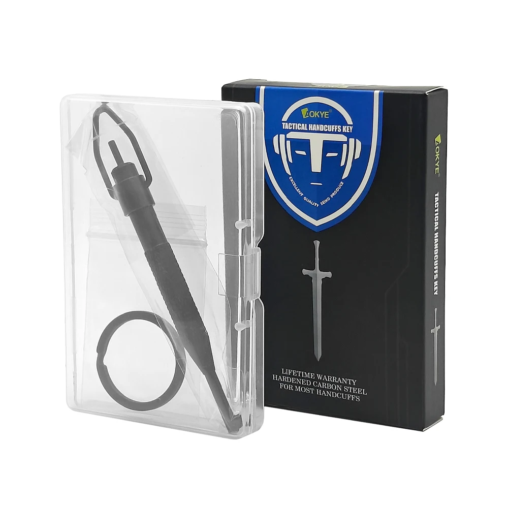 Rotating Handcuff Key, High Carbon Steel + Aluminum Alloy, with Key Ring, Police Handcuff Key for All Standard Series