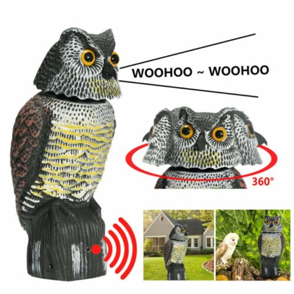 Rotating Head Garden Owl Decoy