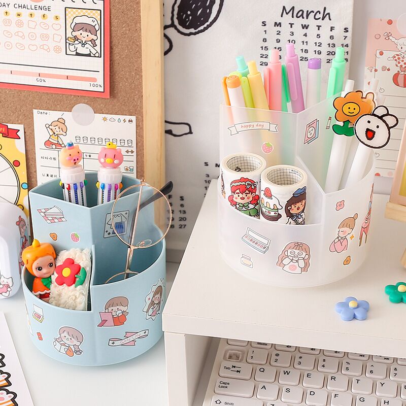 Rotating Pencil Holder with 3 Grids