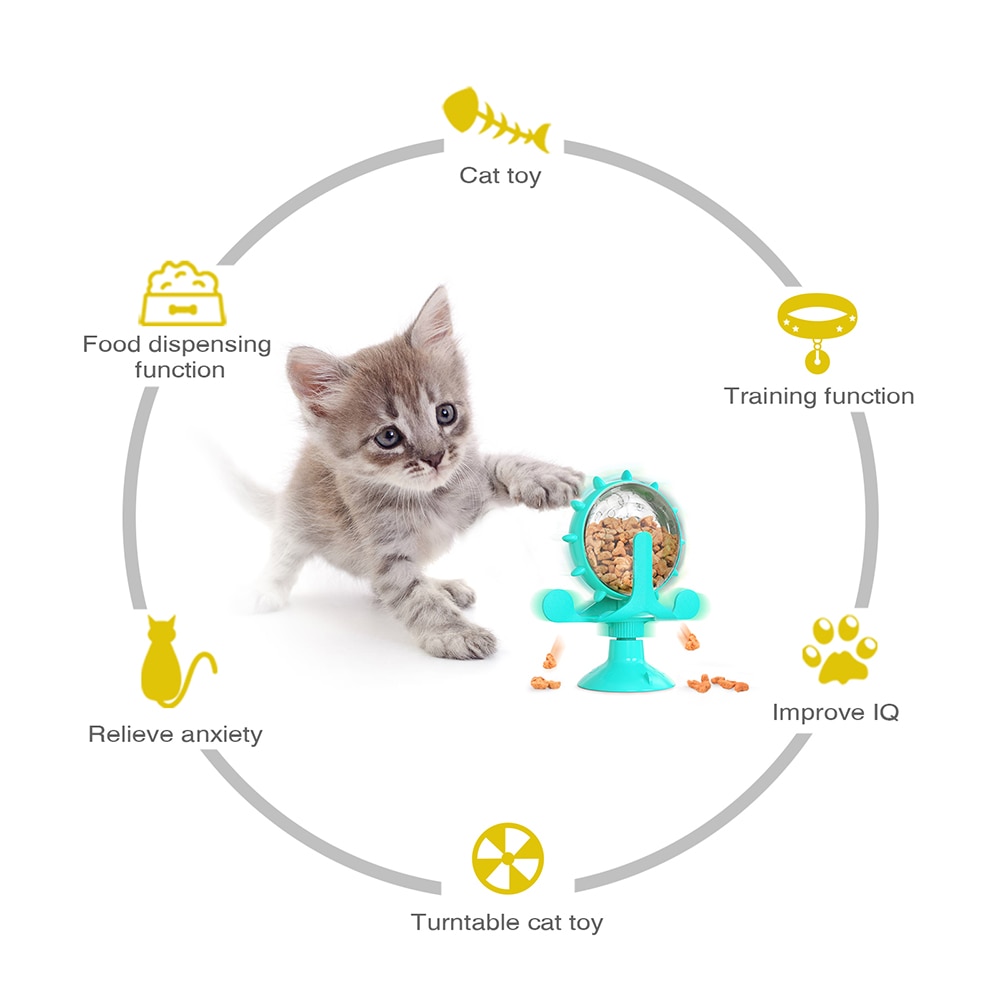 Rotating Wheel Cat Treat Dispenser Toy Rotating Wheel Cat Treat Dispenser Toy