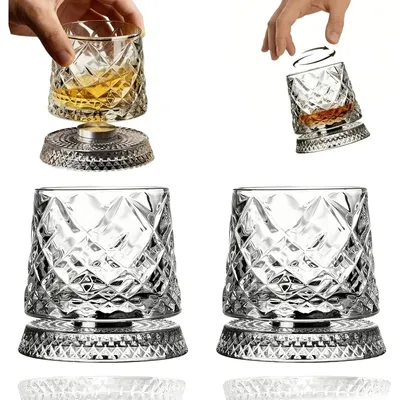 Rotating Whisky Glass 360 Degree Rotating Crystal Beer Glass Thick Base for Bourbon And Scotch Whisky a Unique Gift for Rotating Whisky Glass 360 Degree Rotating Crystal Beer Glass Thick Base for Bourbon And Scotch Whisky a Unique Gift for