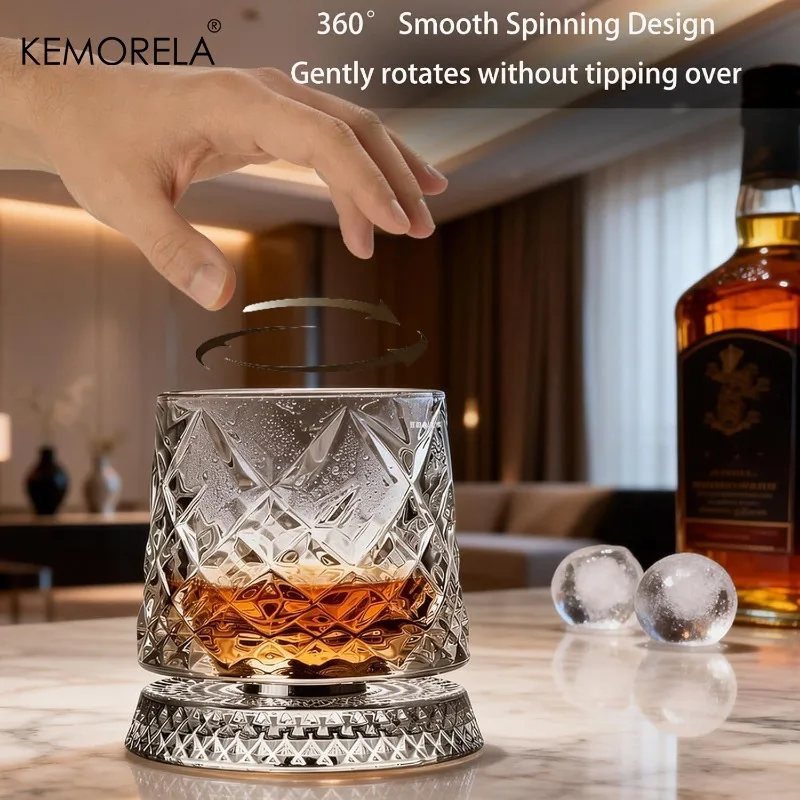 Rotating Whisky Glass 360 Degree Rotating Crystal Beer Glass Thick Base for Bourbon And Scotch Whisky a Unique Gift for Rotating Whisky Glass 360 Degree Rotating Crystal Beer Glass Thick Base for Bourbon And Scotch Whisky a Unique Gift for