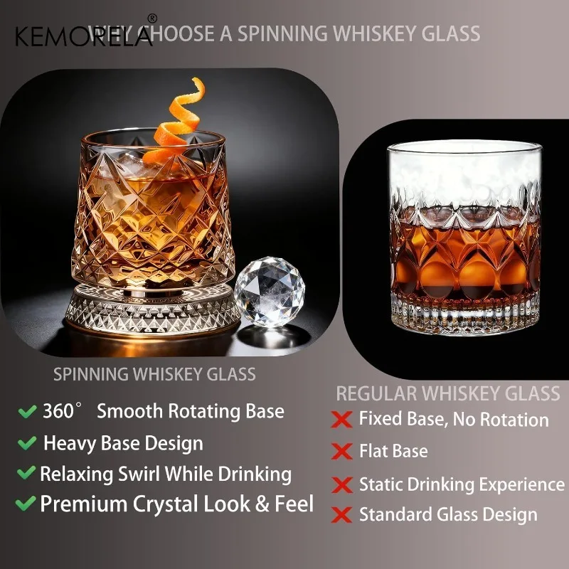 Rotating Whisky Glass 360 Degree Rotating Crystal Beer Glass Thick Base for Bourbon And Scotch Whisky a Unique Gift for Rotating Whisky Glass 360 Degree Rotating Crystal Beer Glass Thick Base for Bourbon And Scotch Whisky a Unique Gift for