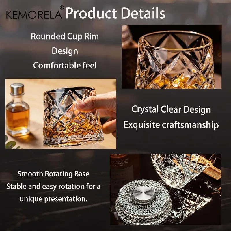 Rotating Whisky Glass 360 Degree Rotating Crystal Beer Glass Thick Base for Bourbon And Scotch Whisky a Unique Gift for Rotating Whisky Glass 360 Degree Rotating Crystal Beer Glass Thick Base for Bourbon And Scotch Whisky a Unique Gift for
