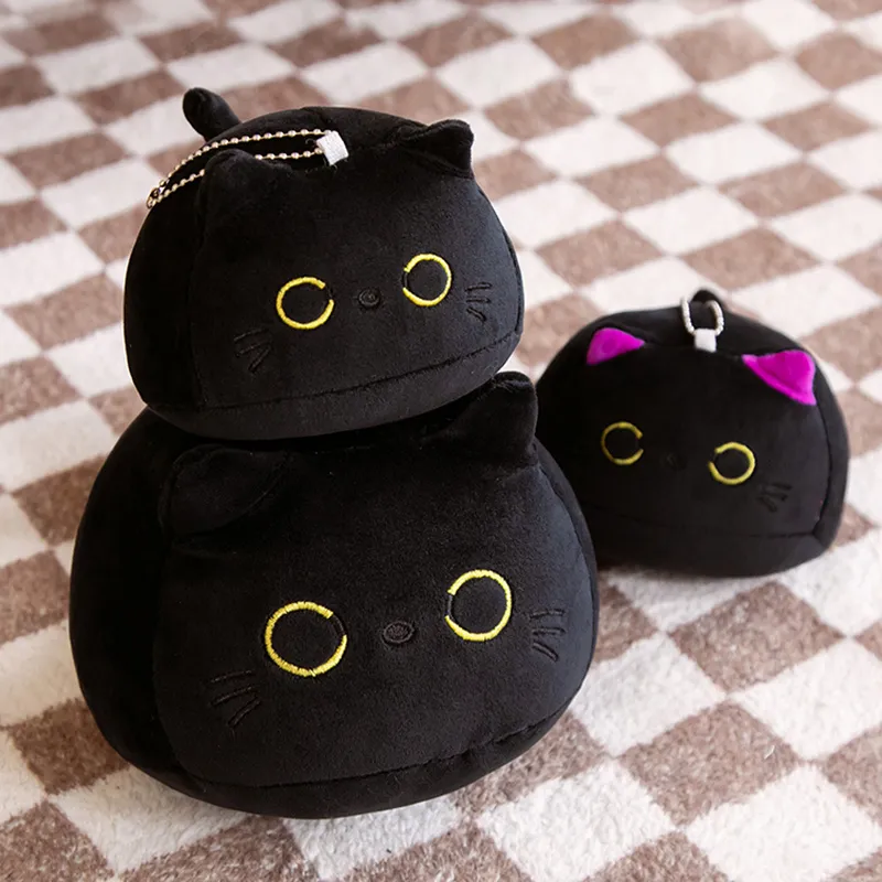 Round Ball Cat Plush Pillow Toys Soft Stuffed Cartoon Animal Doll Black Cats Nap Cushion Christmas Birthday Gift For Round Ball Cat Plush Pillow Toys Soft Stuffed Cartoon Animal Doll Black Cats Nap Cushion Christmas Birthday Gift For