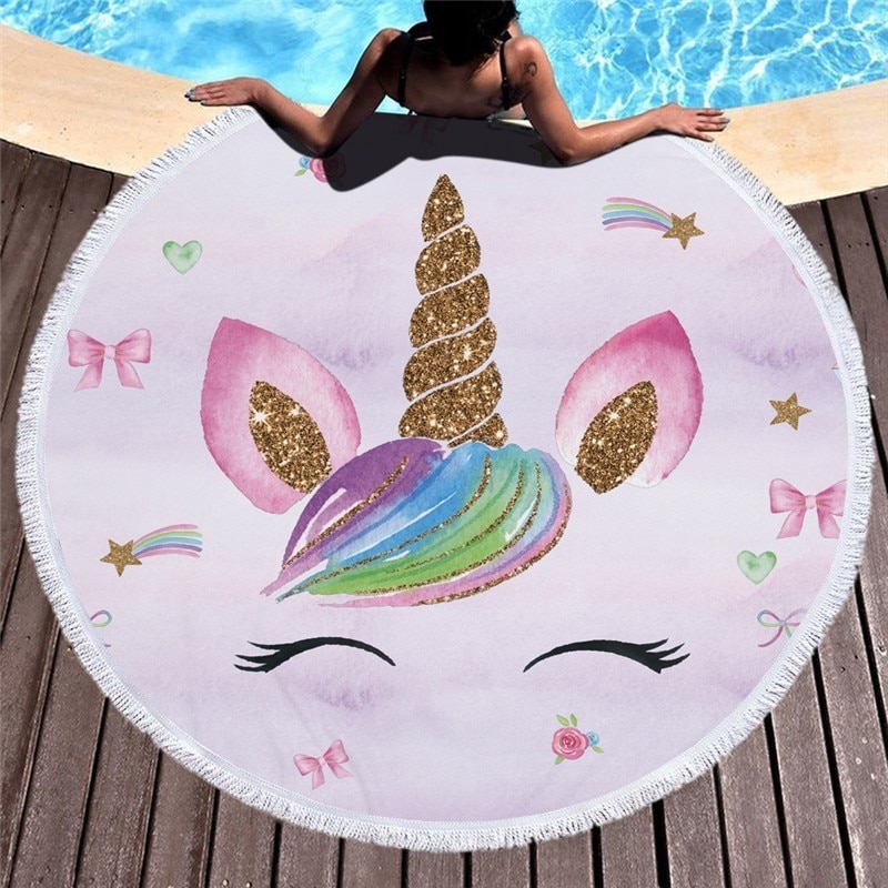 Round Beach Towel Unicorn Print Round Beach Towel Unicorn Print