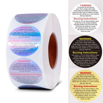 Round Candle Warning Labels (500pcs)