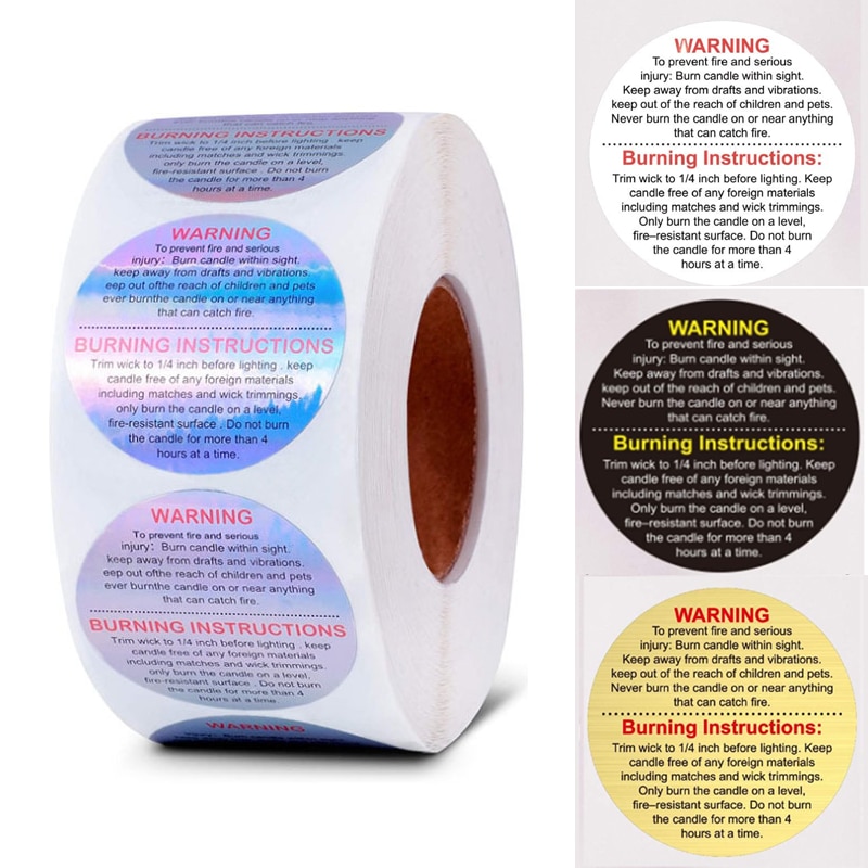 Round Candle Warning Labels (500pcs)