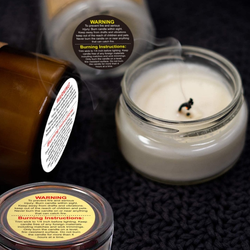 Round Candle Warning Labels (500pcs)