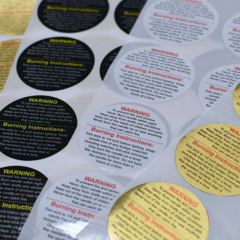 Round Candle Warning Labels (500pcs)