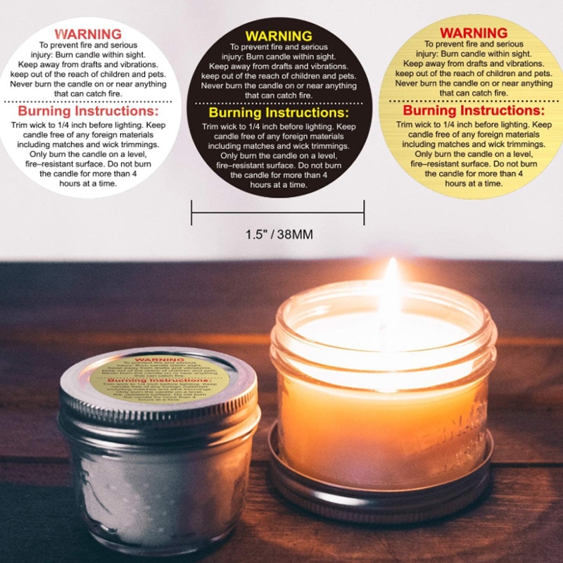 Round Candle Warning Labels (500pcs)