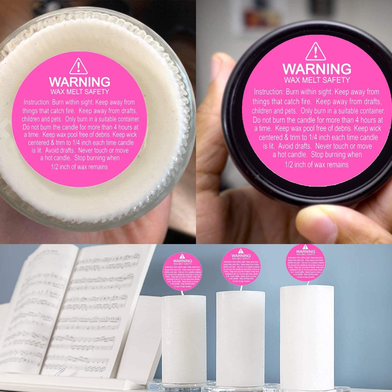Round Candle Warning Labels (500pcs)