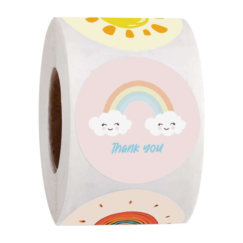 Round Cartoon Thank You Sticker Roll (500 pcs) Round Cartoon Thank You Sticker Roll (500 pcs)