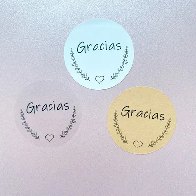 Round Decorative Gracias Stickers (100Pcs) Round Decorative Gracias Stickers (100Pcs)