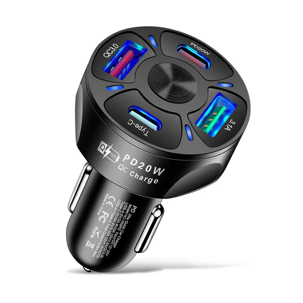 Round Dual USB Car Charger Fast Charging USB Type C Fast Charger PD QC3.0 For iPhone Samsung XiaomiPhone Adapter Round Dual USB Car Charger Fast Charging USB Type C Fast Charger PD QC3.0 For iPhone Samsung XiaomiPhone Adapter