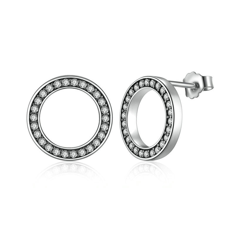 Round Earrings Silver With Crystals Round Earrings Silver With Crystals