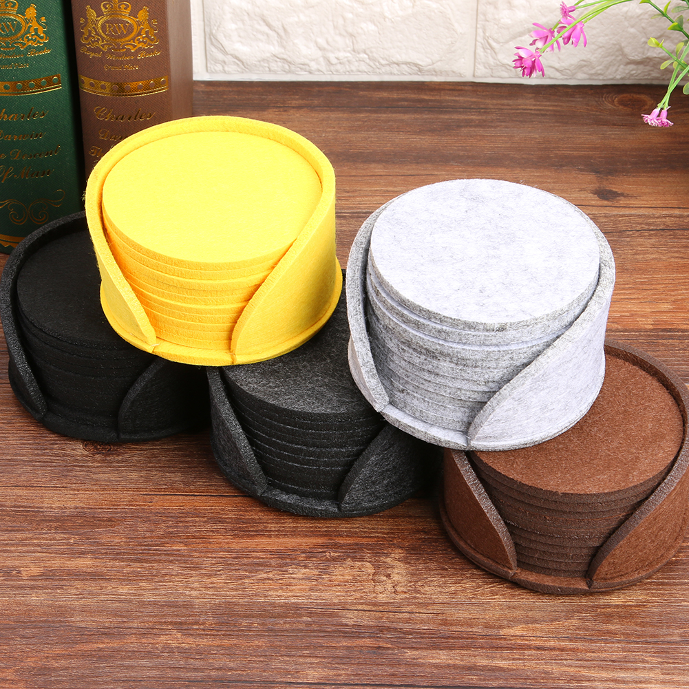 Round Felt Coasters with Holder (10pcs) Round Felt Coasters with Holder (10pcs)