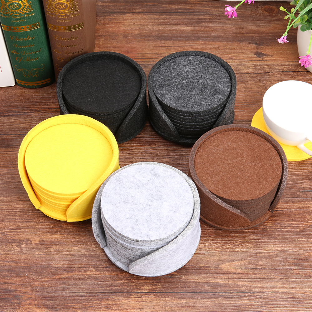 Round Felt Coasters with Holder (10pcs) Round Felt Coasters with Holder (10pcs)