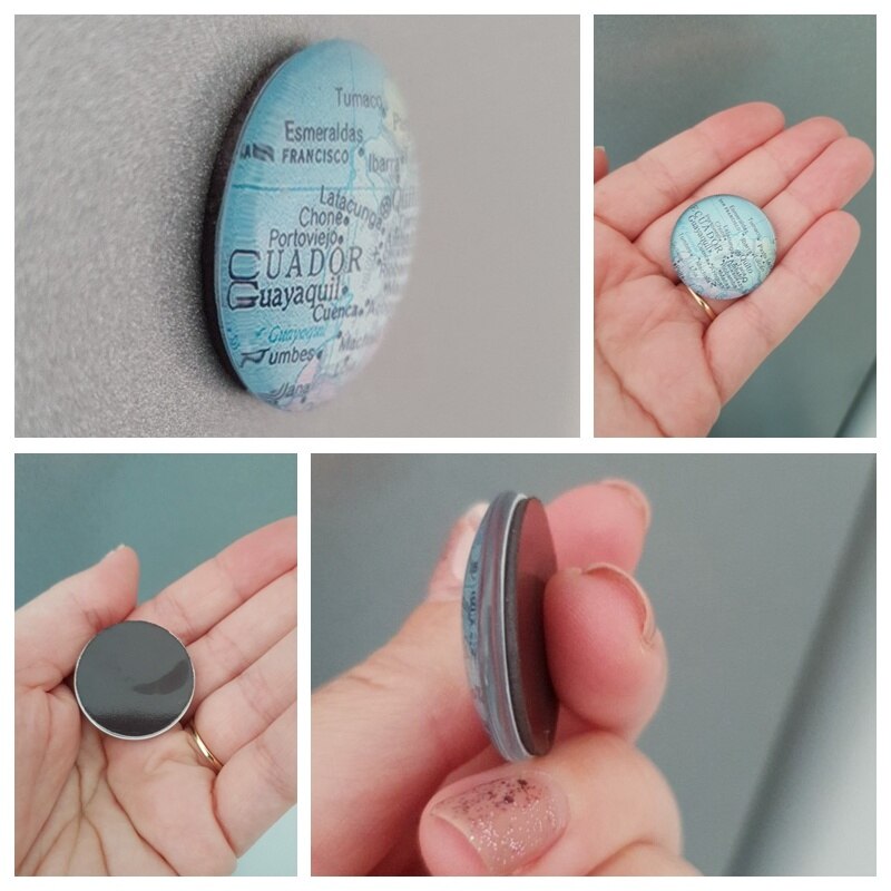 Round Glass Map Magnet