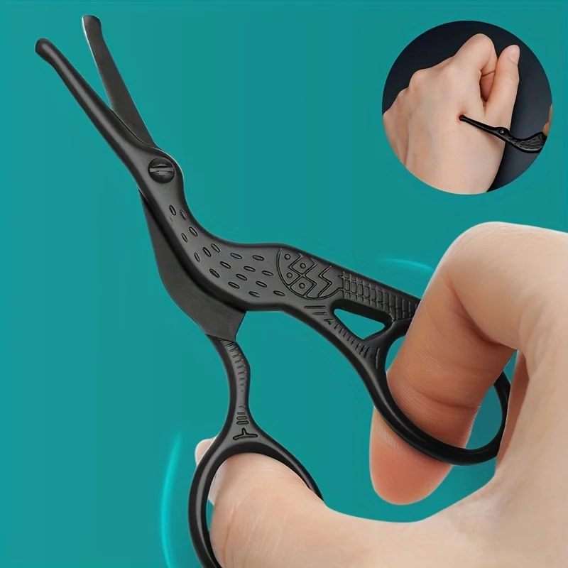 Round Head Stainless Steel Nose Hair Scissors Stork Type BeautyScissors For Eyebrows Nose Hair Beard Ear Hair Eyebrow
