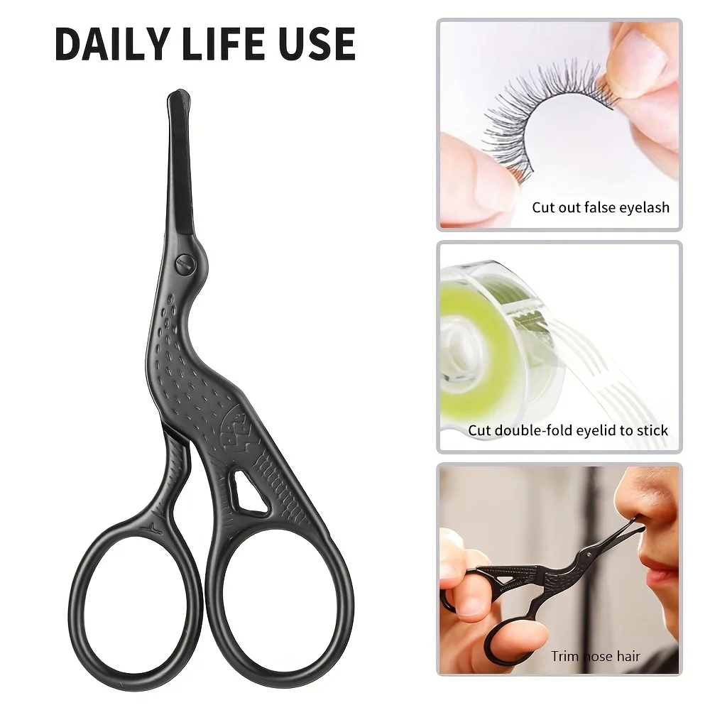 Round Head Stainless Steel Nose Hair Scissors Stork Type BeautyScissors For Eyebrows Nose Hair Beard Ear Hair Eyebrow